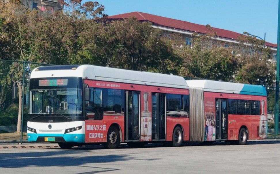 电动铰接公交车图片