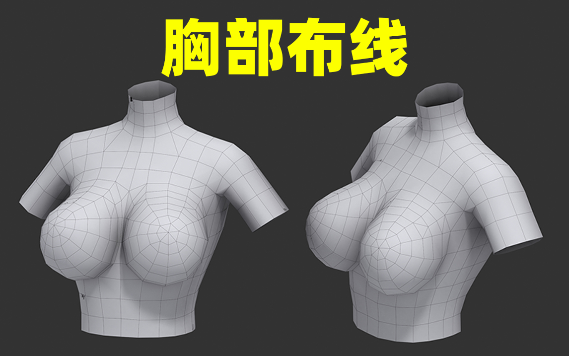 成年人必学的人物建模教程! 3dmax女人体胸部布线技巧教学