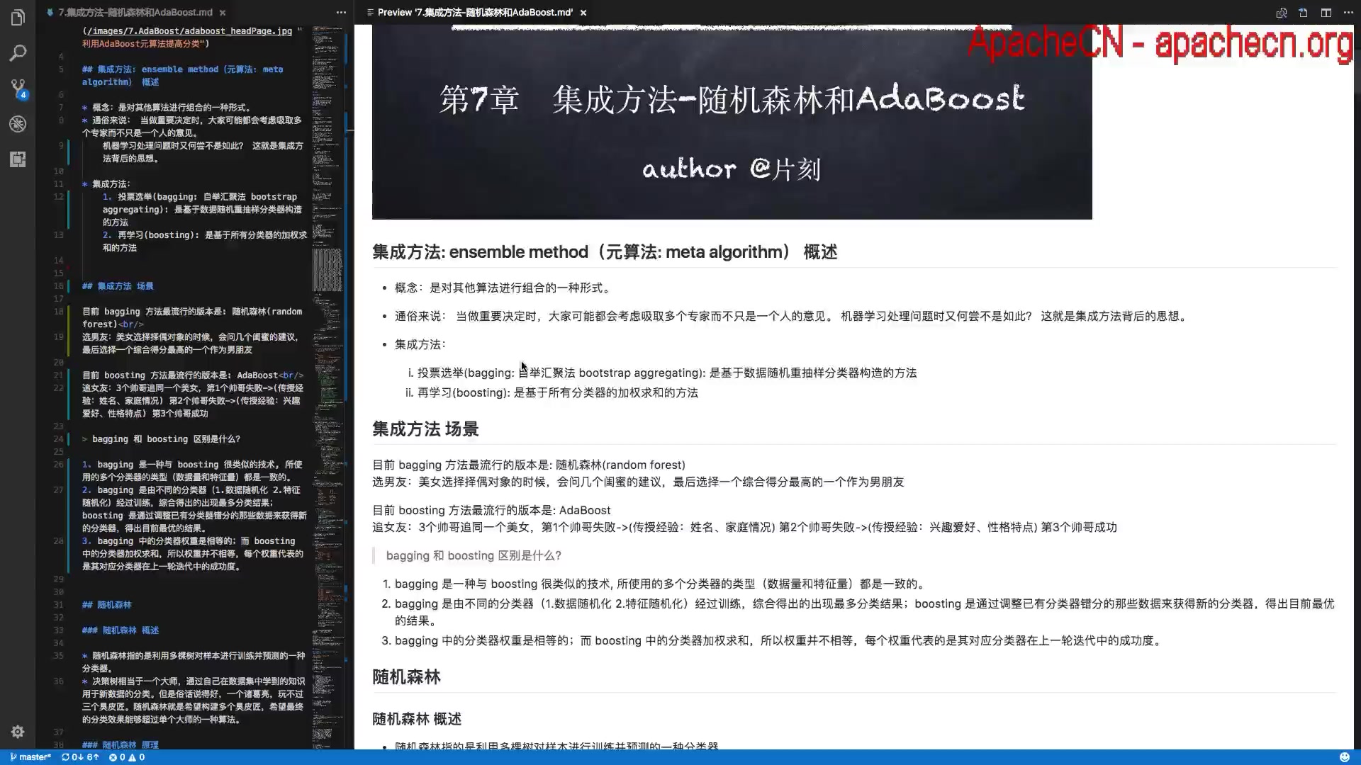 【机器学习】 第7章集成方法随机森林和AdaBoost  理论:集成方法  ApacheCN v2.0.0哔哩哔哩bilibili