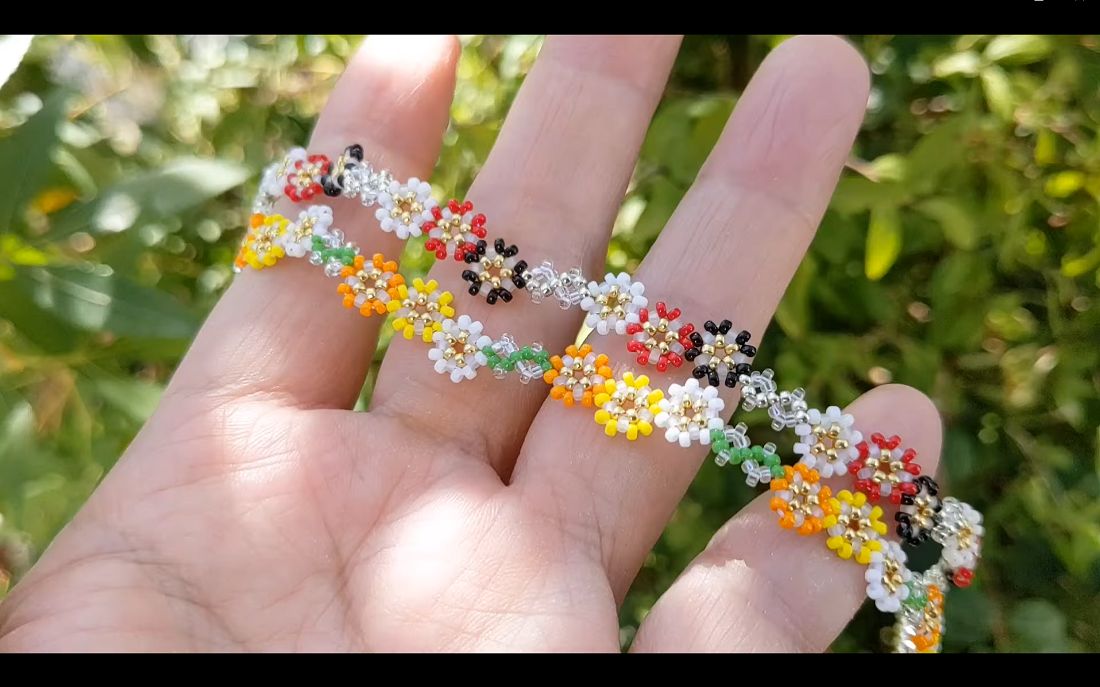 串珠花花手链教程【DIY】xixkox beads哔哩哔哩bilibili