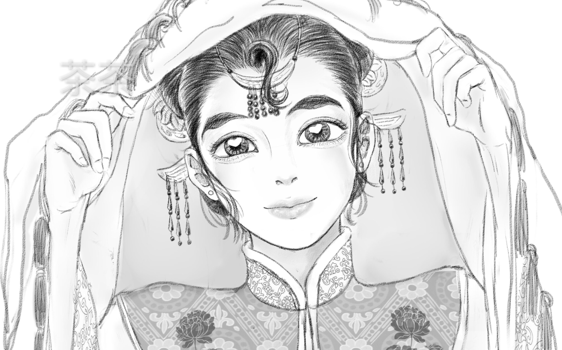 隐山梦谈sai板绘公主穿嫁衣啦