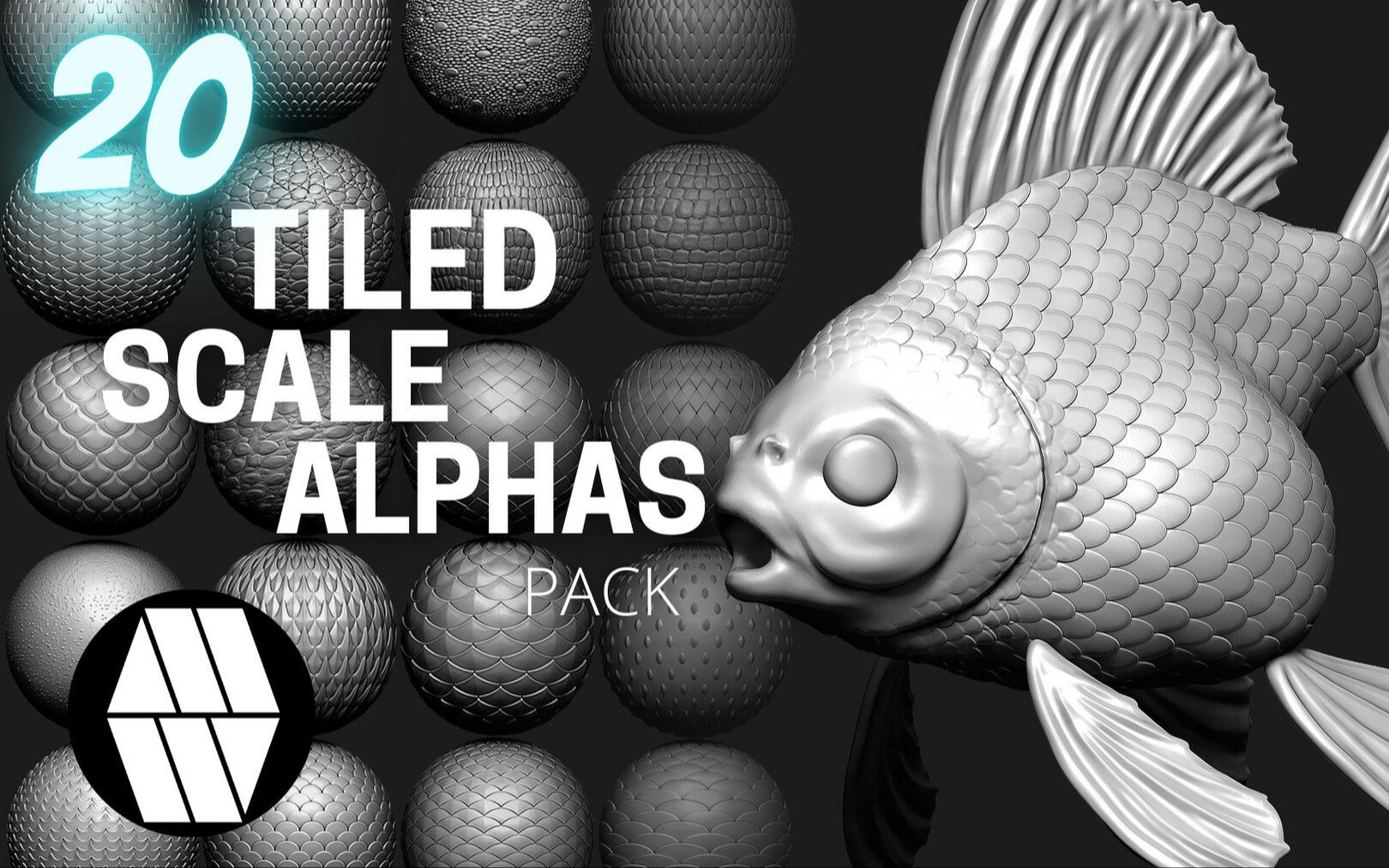 【教程 zb阿尔法笔刷免费下载】zbrush 20生物款鱼鳞片alpha灰度图