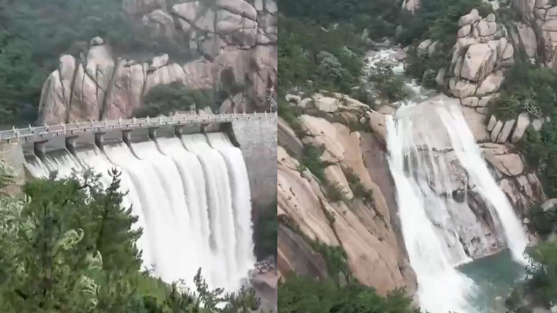 山东青岛迎入汛来最强降雨 崂山现“龙潭喷雨”奇观 水流奔涌而下哔哩哔哩bilibili