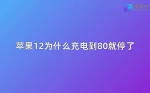 Download Video: 苹果12充电到80%就不充了为什么