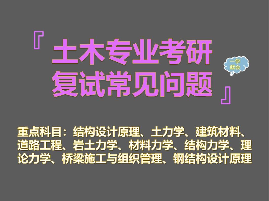 2025【新】土木专业考研复试面试汇总(学科)哔哩哔哩bilibili