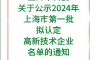 【上海市科委】:关于公示2024年上海市第一批拟认定高新技术企业名单的通知二哔哩哔哩bilibili