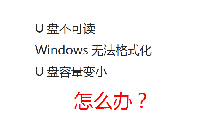 U盘不可读 /Windows无法格式化/U盘容量变小/ 怎么办?哔哩哔哩bilibili