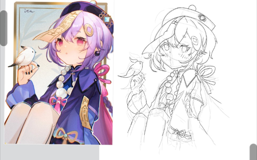 指绘临摹《原神七七》你们愿意把你们的小保底留给我吗?