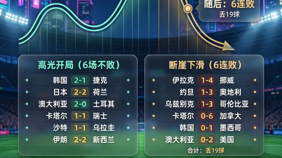 从6场不败到6连败！亚洲足球的"过山车"背后，藏着中国足球的哪些启示？🎢