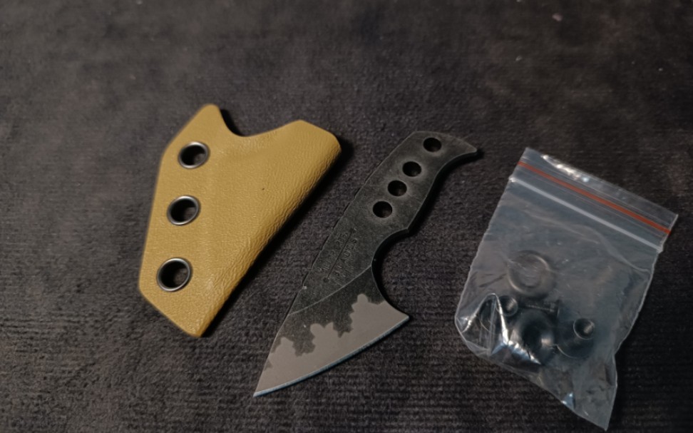 米勒兄弟颈刀 迷彩虎纹迷你小刀 可装k鞘的副刀 视频展示安装米勒系列