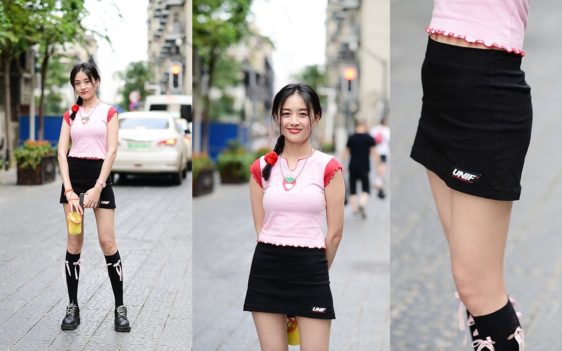 这位大长腿小姐姐,是草莓冰美式味的酷girl吧!