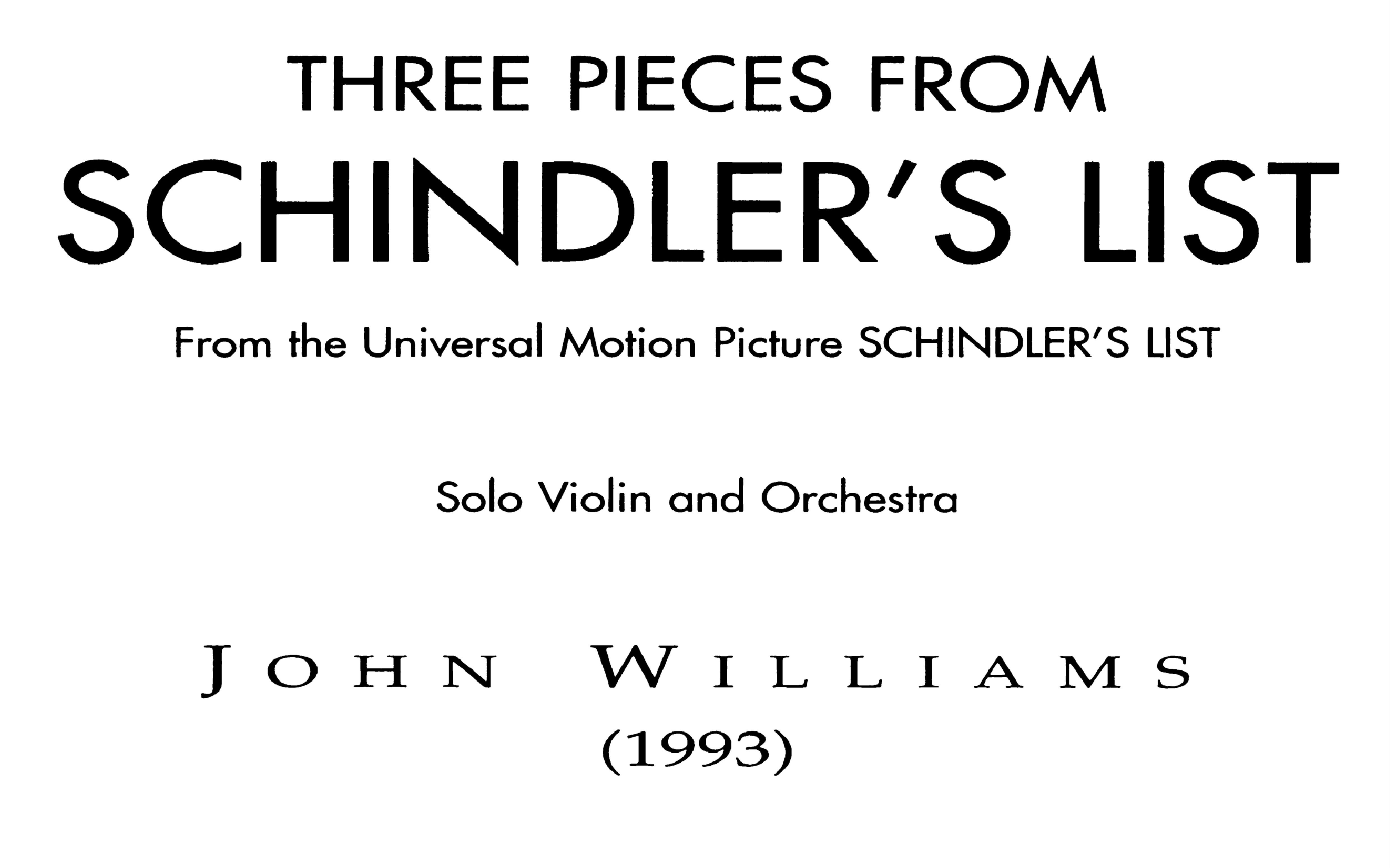 [图]【曲谱同步】John Williams——Theme from Schindler's List（辛德勒的名单）