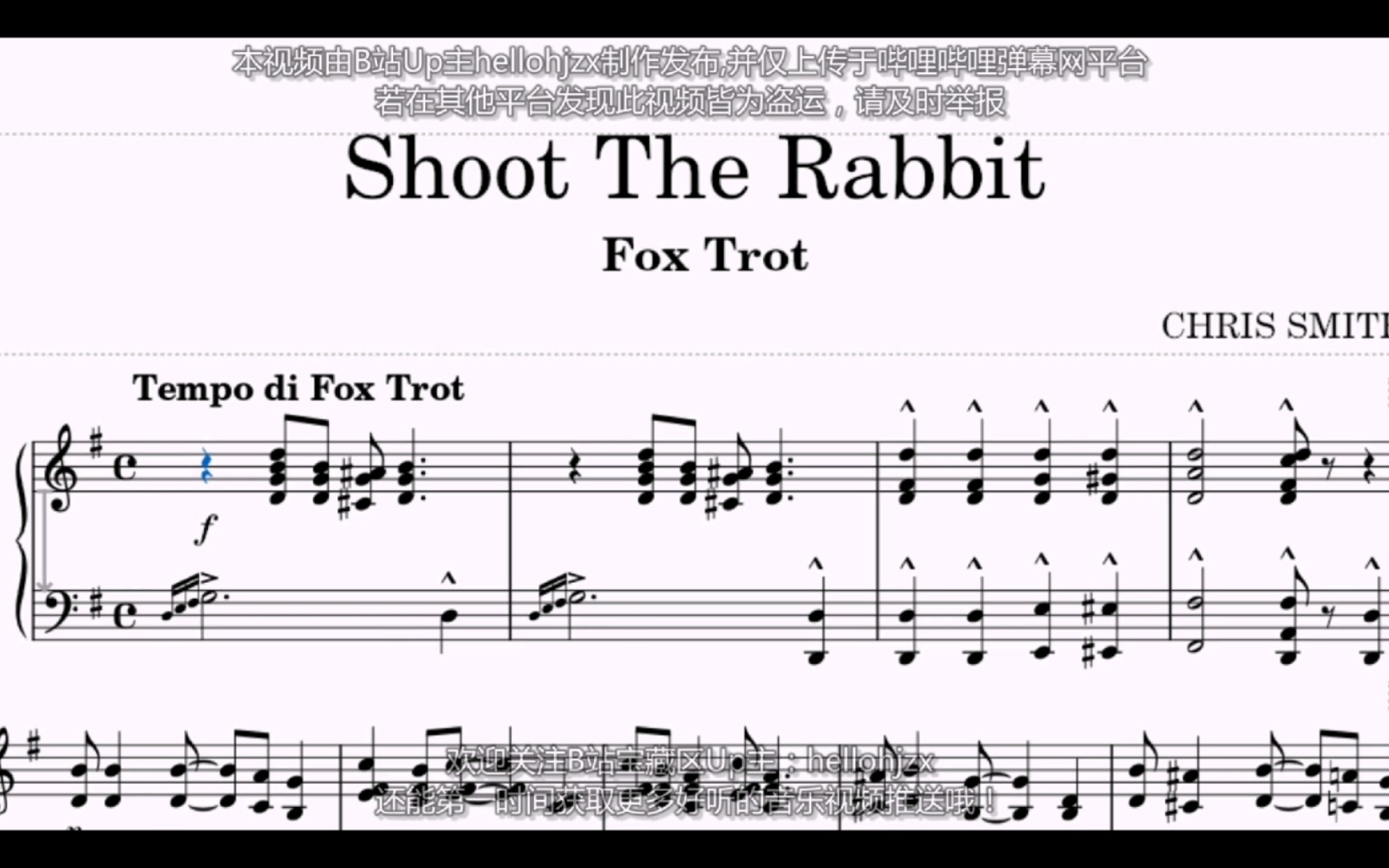 [图]克里斯·史密斯：《猎兔狐步舞曲》-Chris Smith:Shoot The Rabbit Foxtrot（1916年发表的拉格泰姆作品）