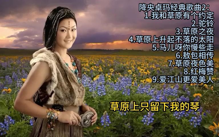 [图]降央卓玛经典歌曲2：我和草原有个约定-驼铃-草原之夜-草原上升起不落的太阳-马儿呀你慢些走-敖包相会-草原夜色美-红梅赞-爱江山更爱美人