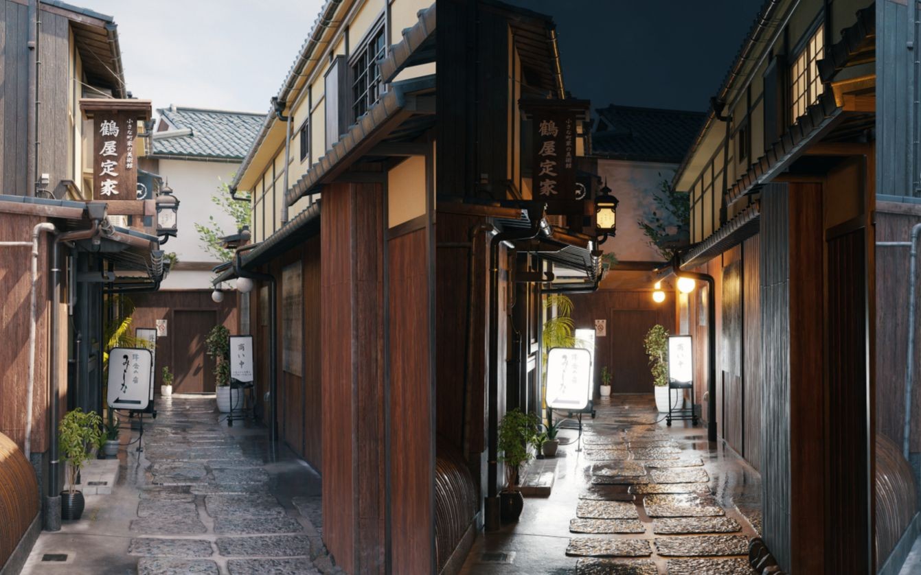 【自学go】日本东京都小巷街道昼夜变换场景动画 附lumion12.