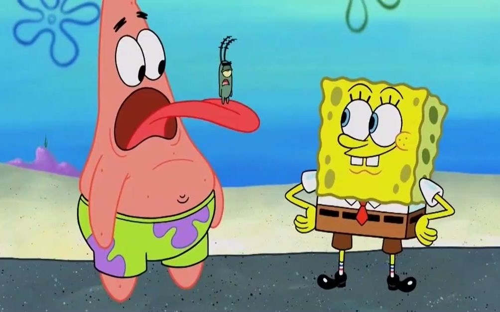 变成巨人的猩猩,把派大星的嘴打开