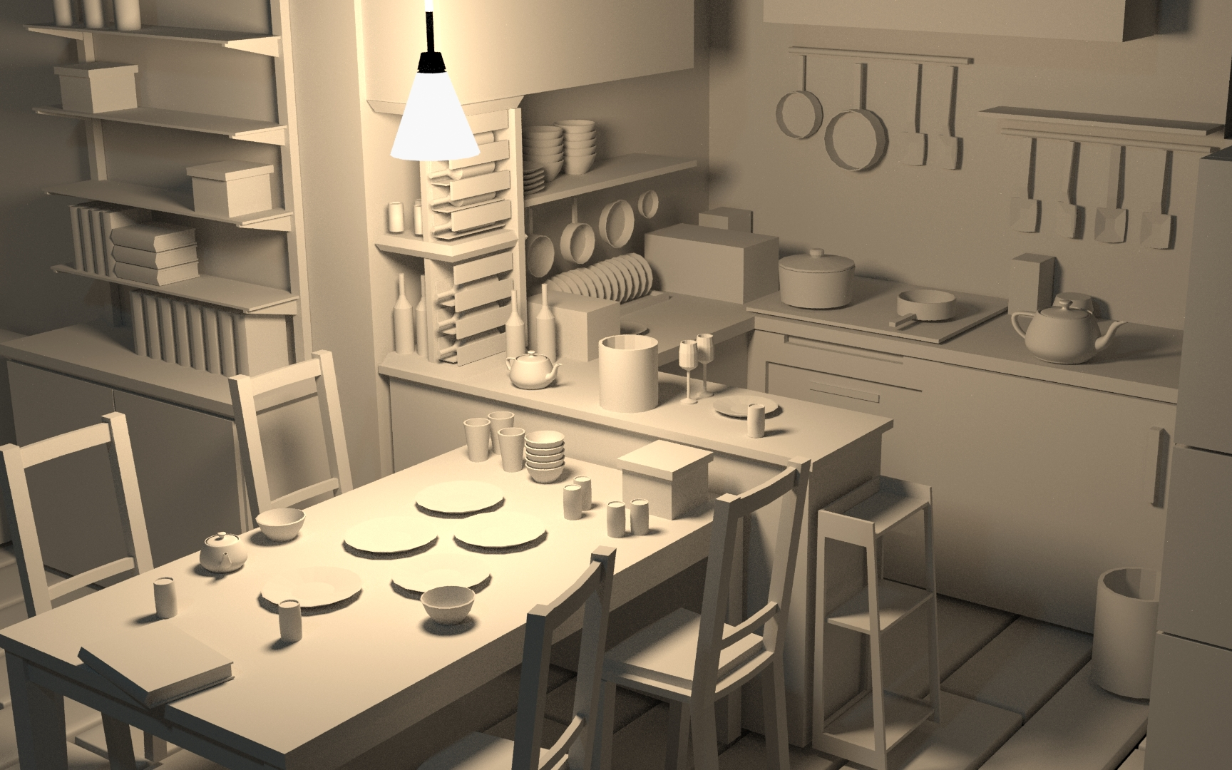 3dmax场景建模——零基础教你如何制作室内厨房场景