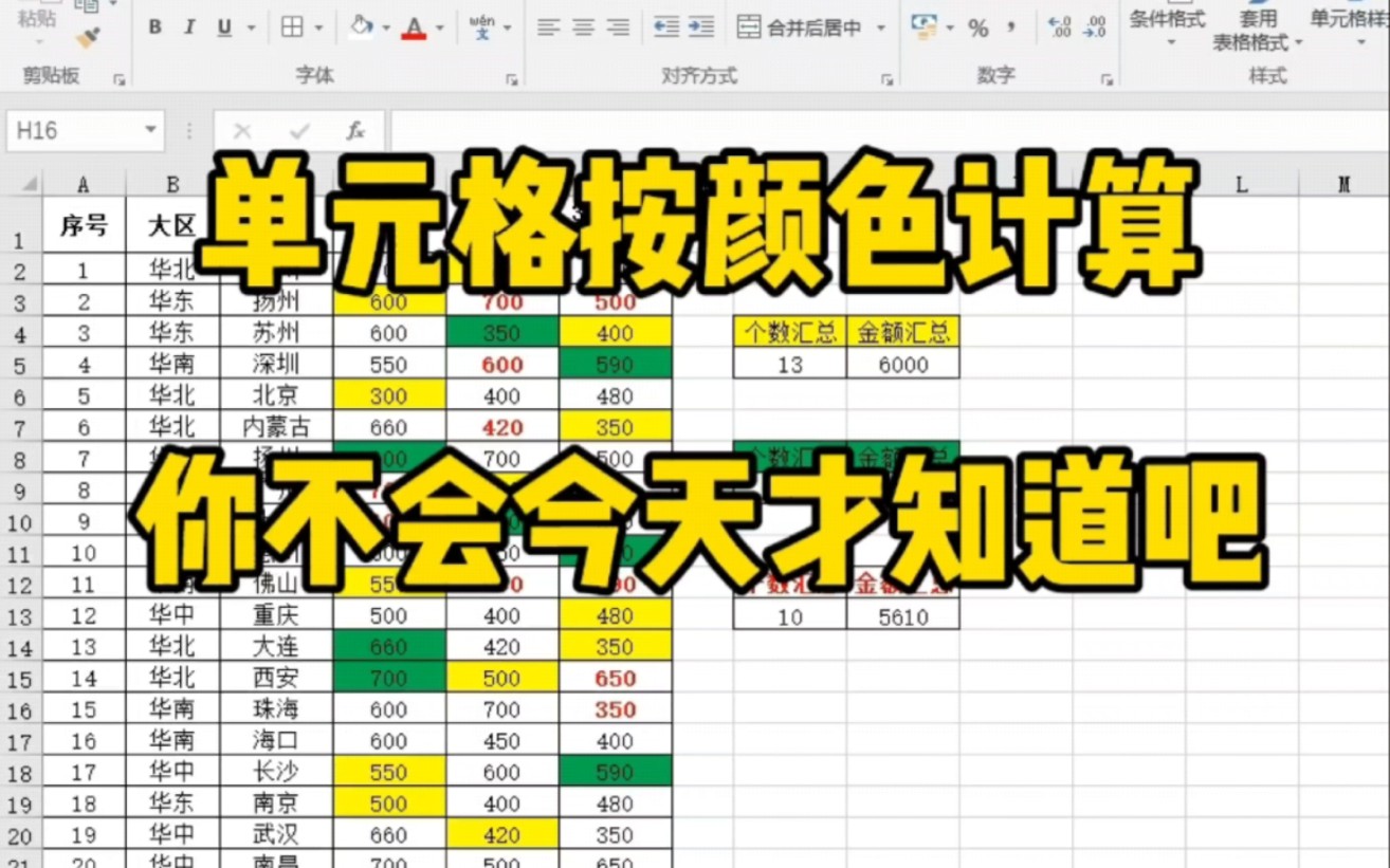 Excel里单元格还能按颜色统计计算,你不会今天才知道吧哔哩哔哩bilibili