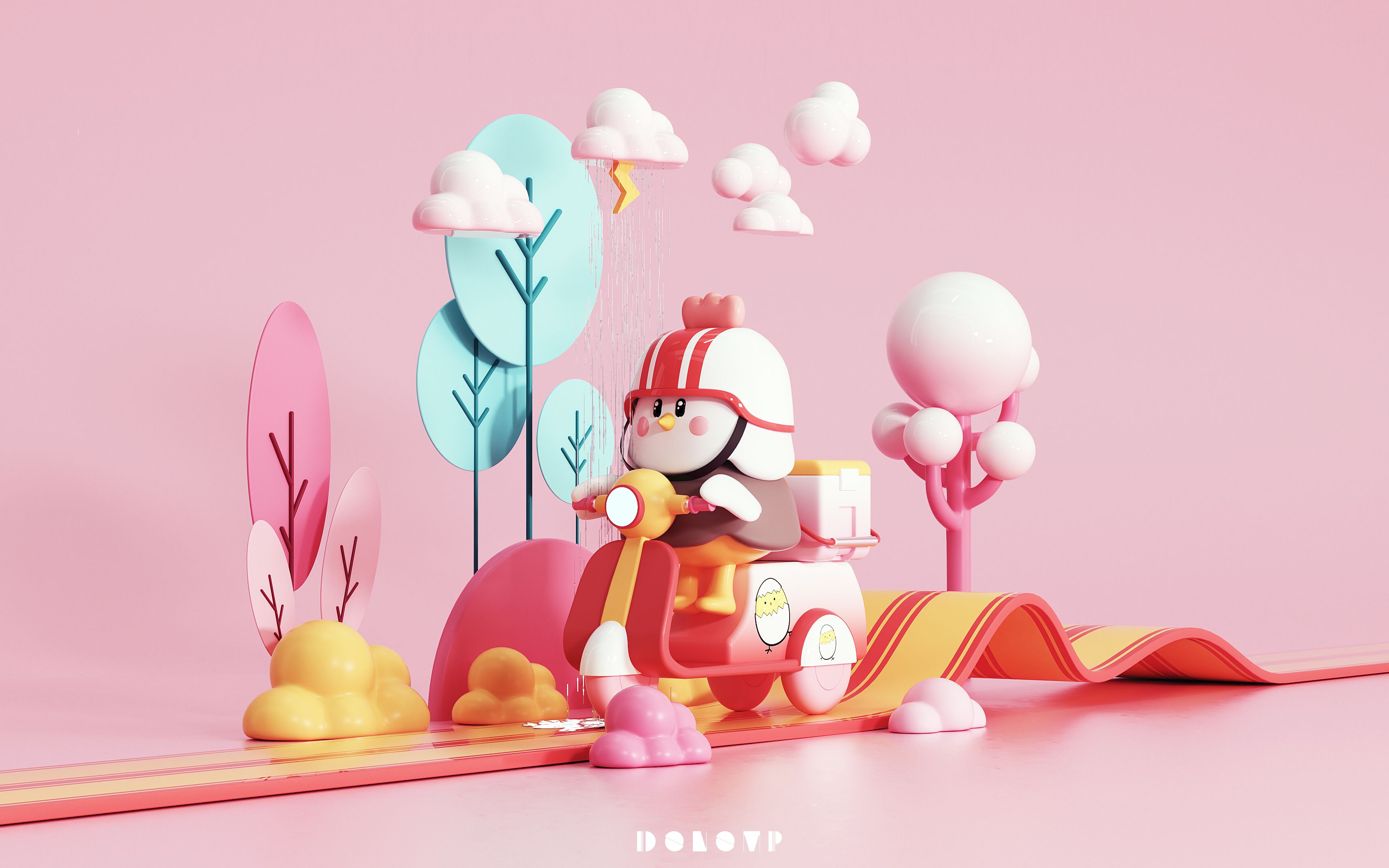 c4d周练第七期:c4d外卖小鸡ip场景搭建渲染