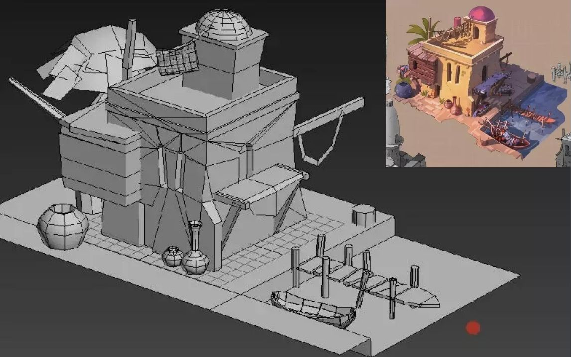 3D场景建筑教程简单的海边船坞制作哔哩哔哩bilibili