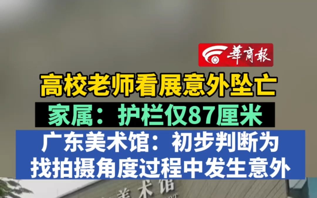 高校老师看展意外坠亡 家属:护栏仅87厘米 广东美术馆:初步判断为找拍摄角度过程中发生意外哔哩哔哩bilibili