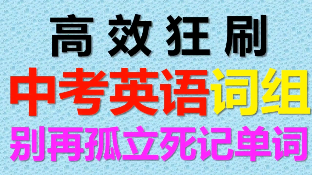 [图]高效记忆初中英语中考英语词组短语，冲刺上海中考148分