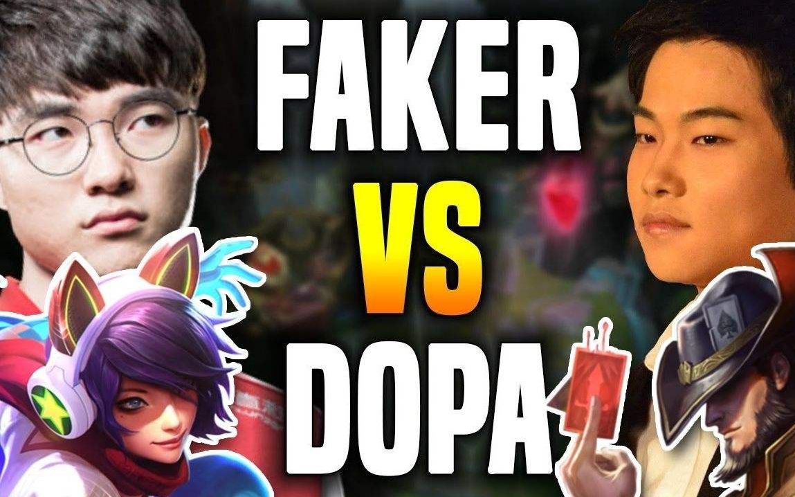 近日韩服,faker中单船长遇上dopa卡牌,faker表示对自家打野很无奈!哔哩哔哩bilibili