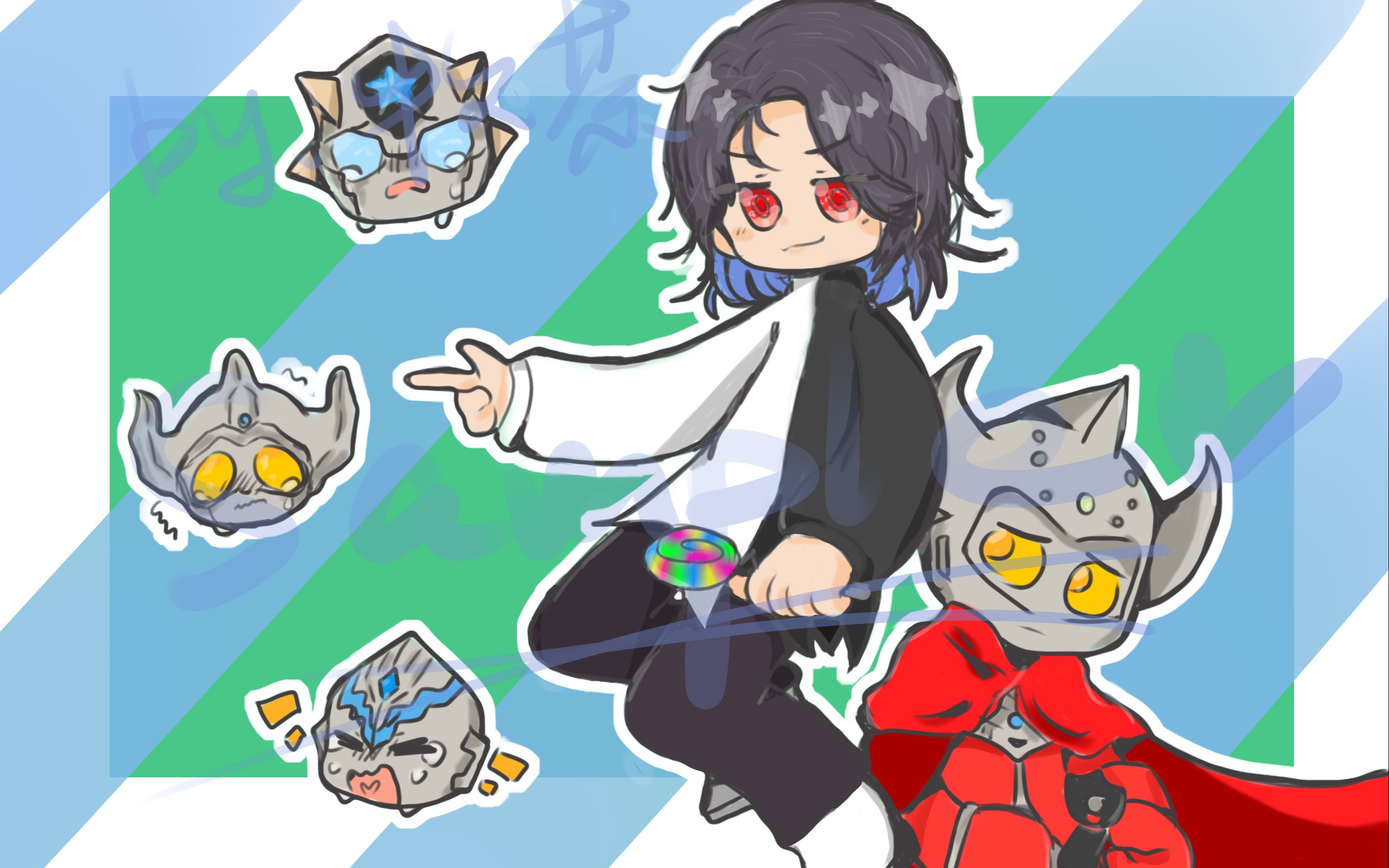 【sai2板绘】泰罗托雷和三人小队绘画过程(有删减)_哔哩哔哩_bili