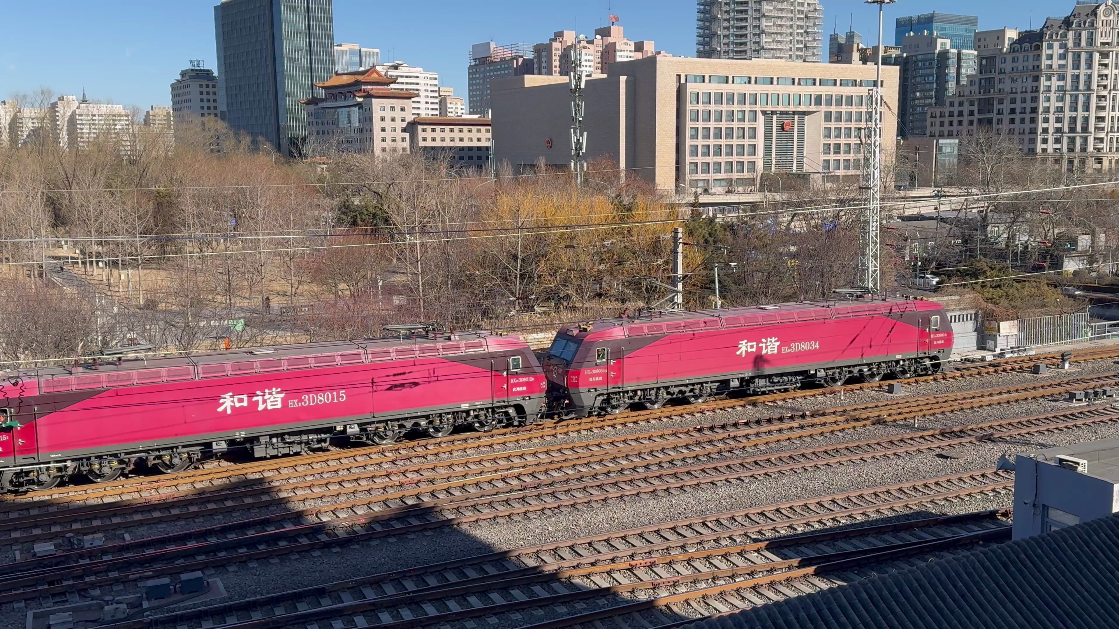 【2024-1-23 东便门楼】双机和谐电3d进站挂车