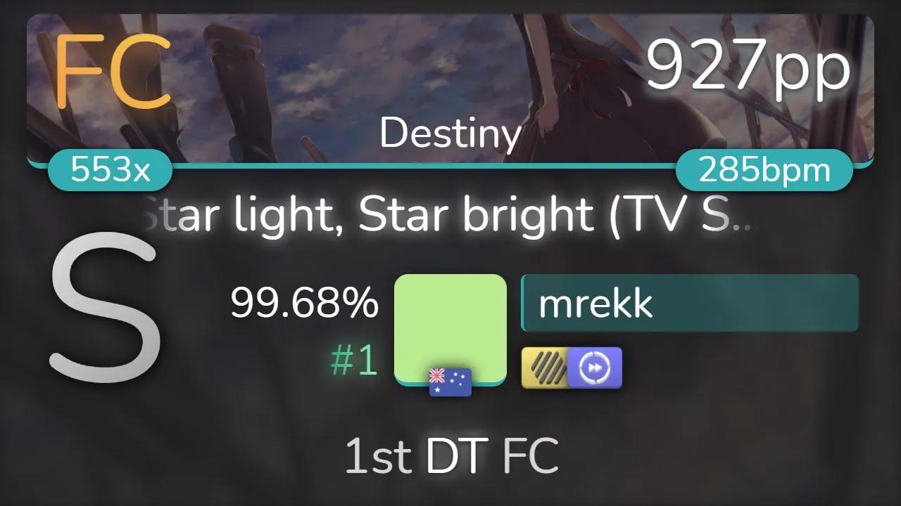 [图][9.08⭐] mrekk | nano - Star light, Star bright (TV Size) [Destiny] 1st +HDDT FC