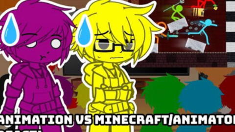 Stickman + Monster school + ？？react to Animation vs Minecraft ep 30 （1/2）_哔哩哔哩_bilibili