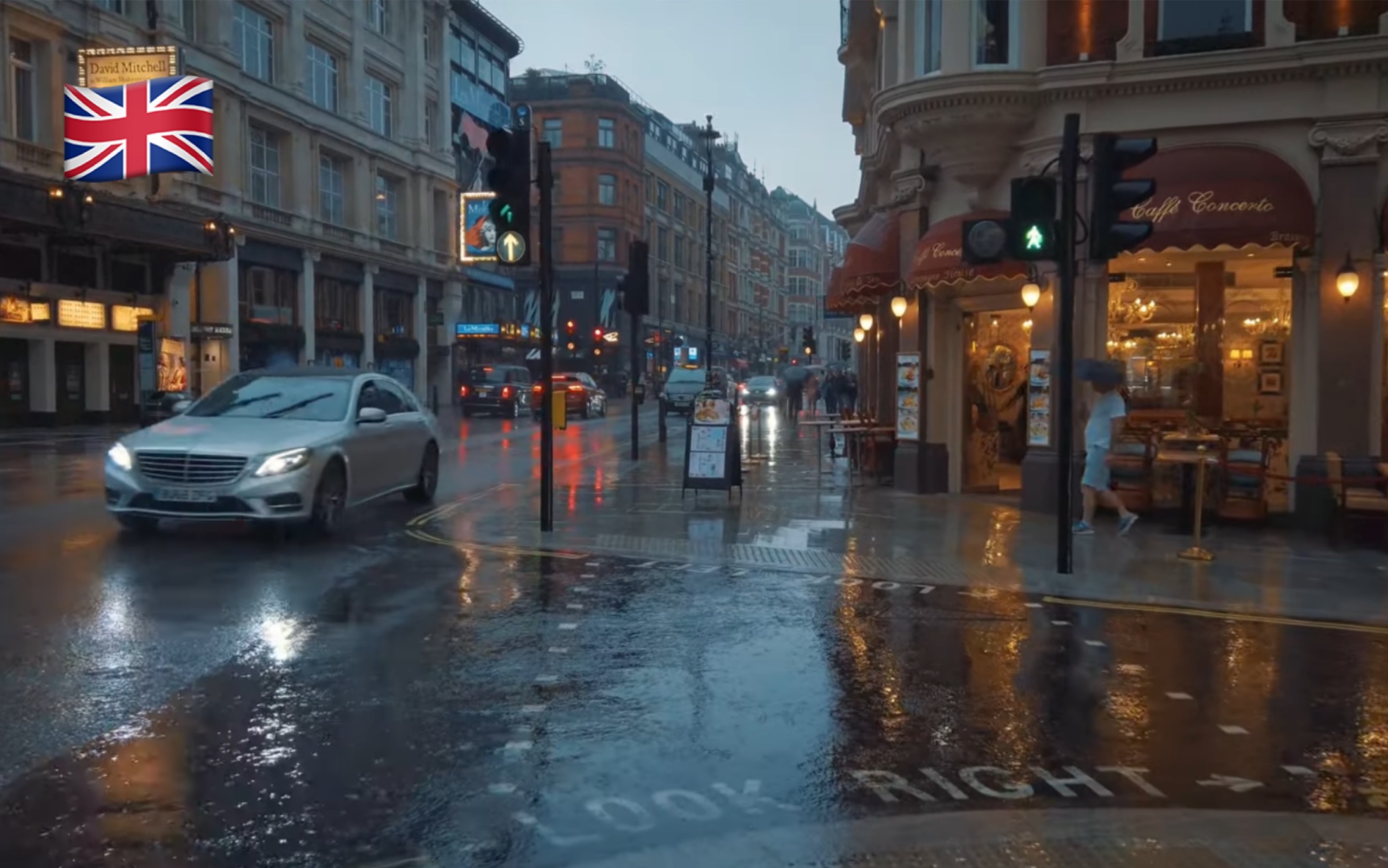 【超清】雨夜漫步游英国伦敦西区(west end)|潮湿的城市街道氛围