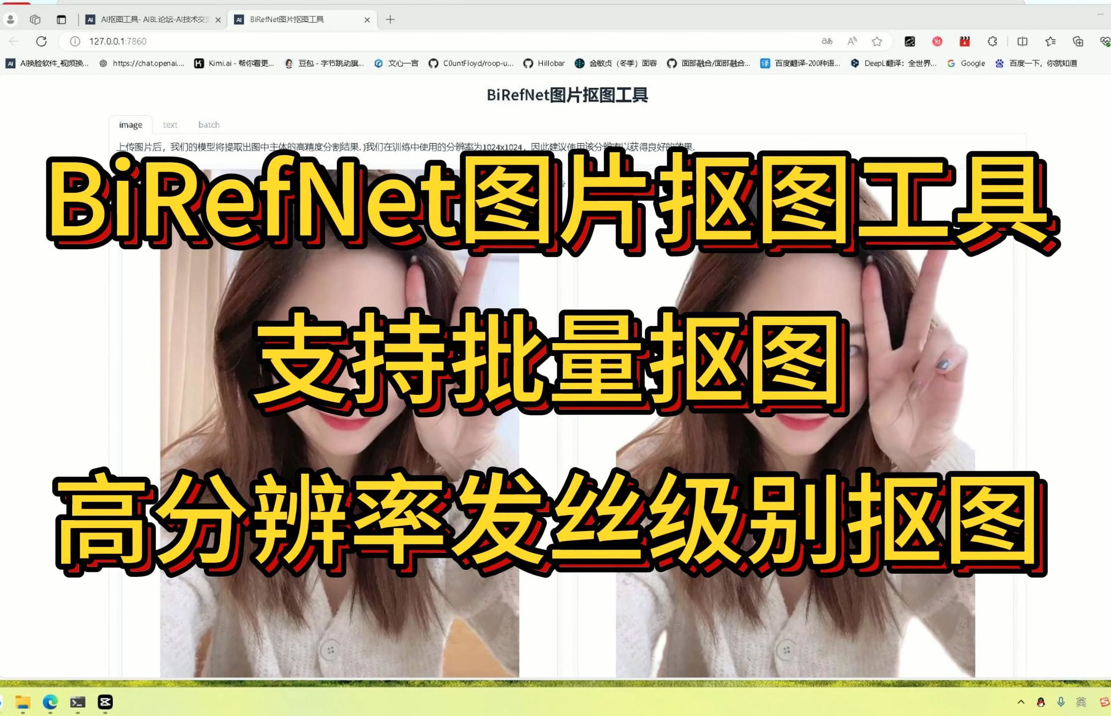 BiRefNet图片抠图工具,支持批量抠图,高分辨率发丝级别抠图软件哔哩哔哩bilibili