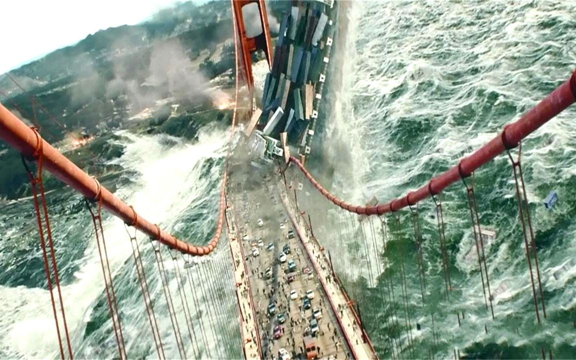 末日崩塌:海啸铺天盖地,金门大桥瞬间崩塌,人类只能等死!
