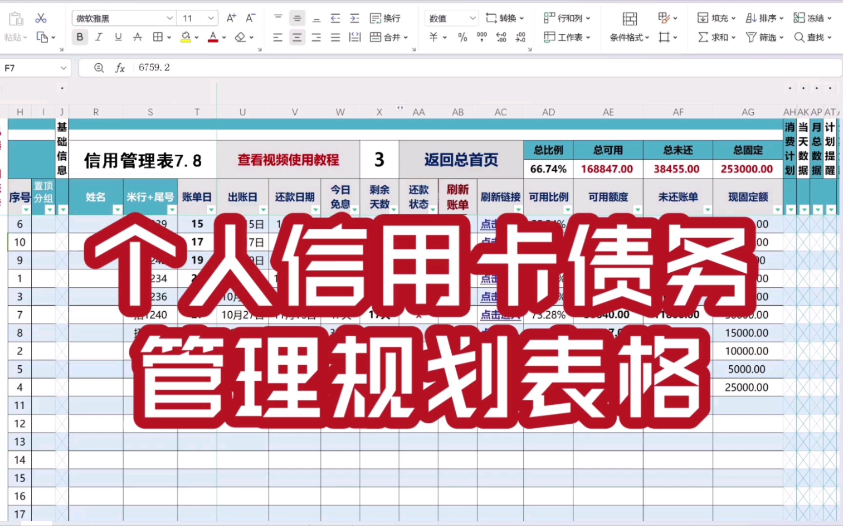 [图]个人信用卡债务管理规划表格，轻松搞定消费与还款，上岸必备工具