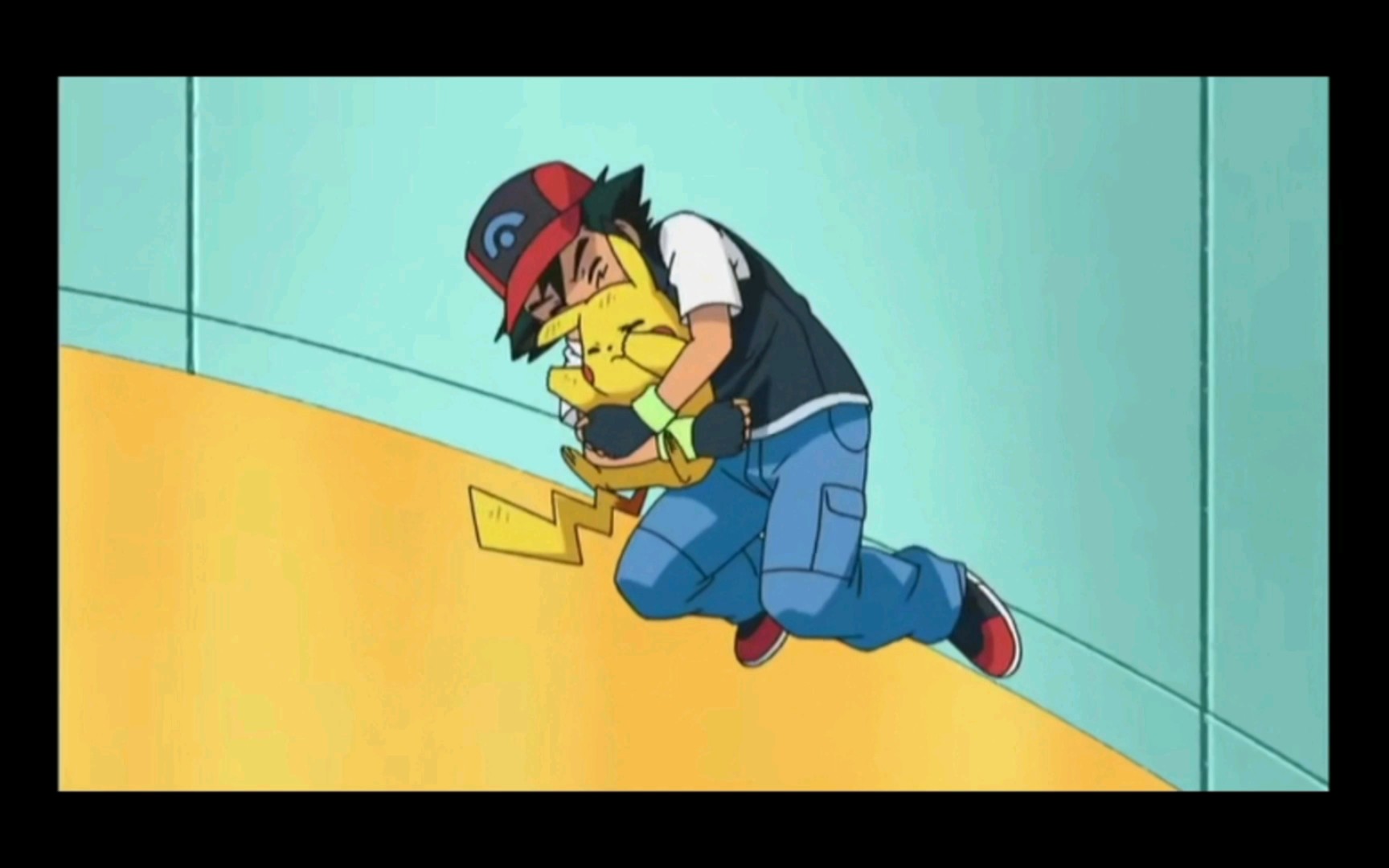 精灵宝可梦 皮卡丘被烈焰猴给打飞了小智用身体接住了皮卡丘