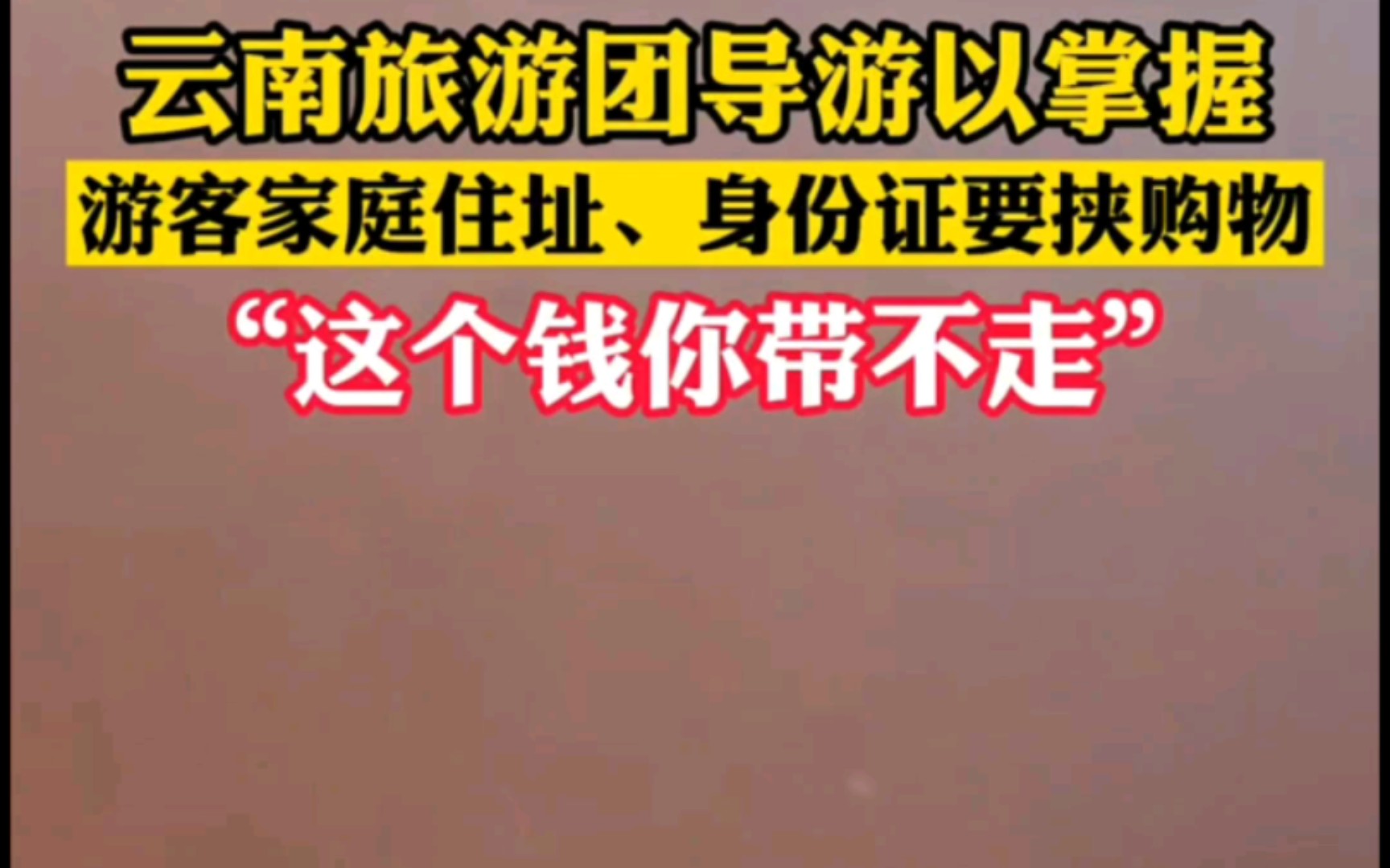 云南旅游团导游以掌握游客家庭住址、身份证要挟购物,导游:这个钱你带不走哔哩哔哩bilibili