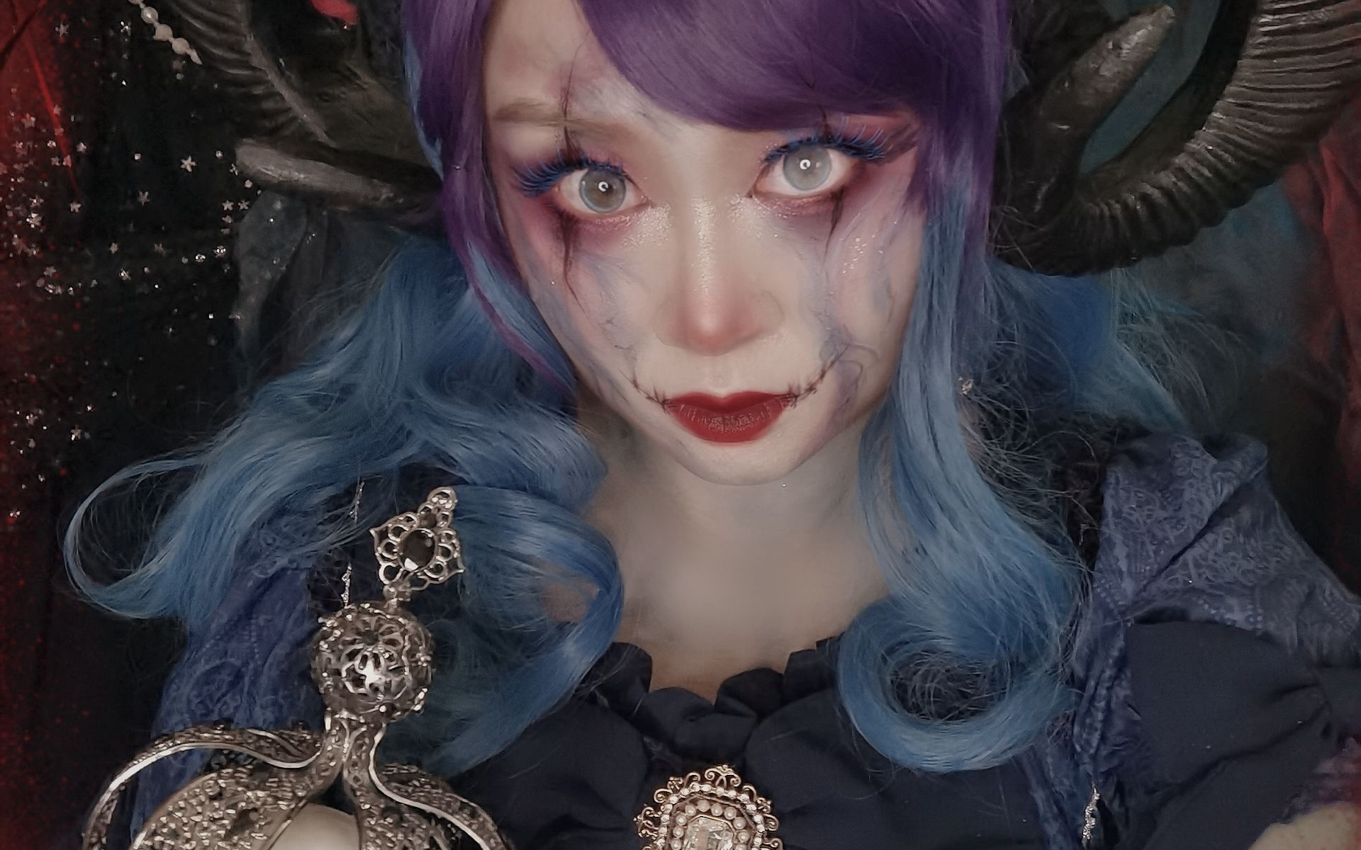 【若梦】lolita妆造 万圣节妆容 黑暗魔女-小视频2_哔哩哔哩 (゜-゜)