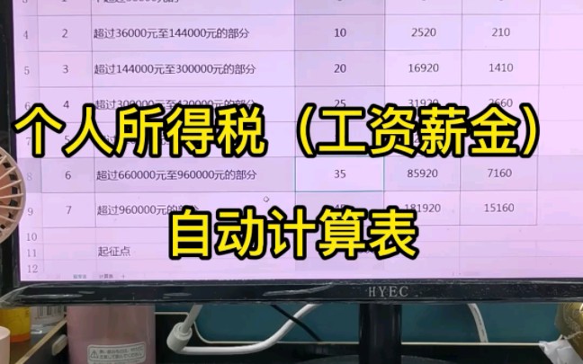 个人所得税(工资薪金)自动计算表哔哩哔哩bilibili