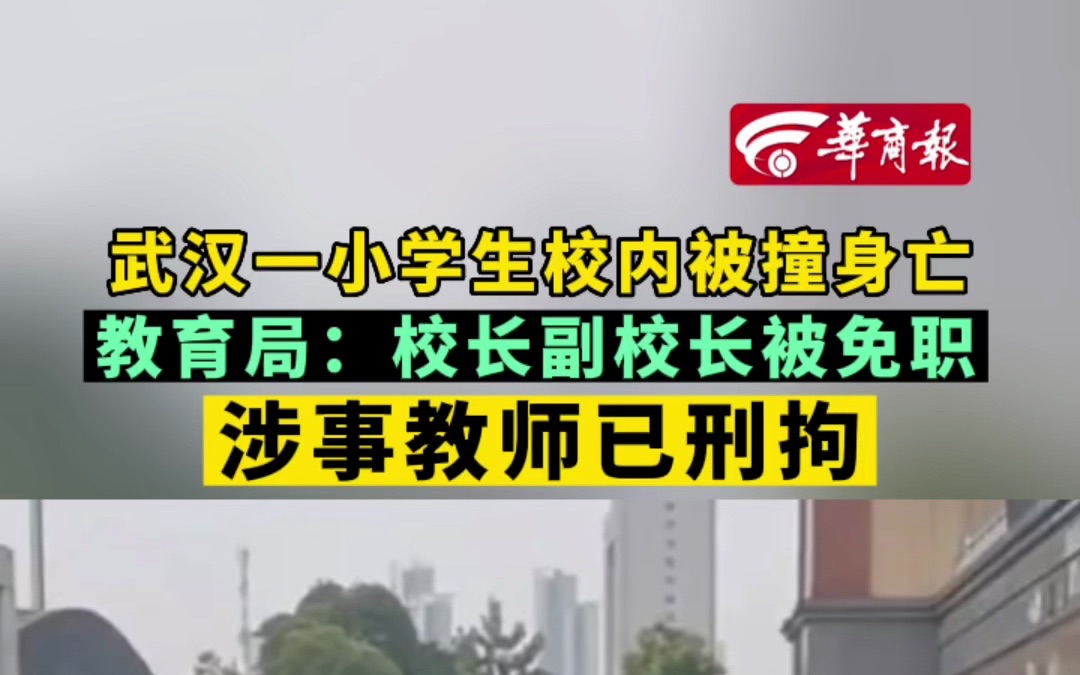 武汉一小学生校内被撞身亡 教育局:校长副校长被免职 涉事教师已刑拘哔哩哔哩bilibili