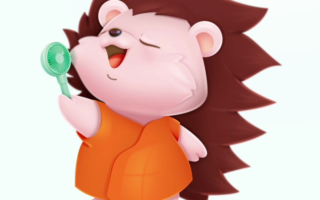 刺猬插画 刺猬吉祥物 刺猬ip 风扇吉祥物 迷你风扇包装 卡通形象设计