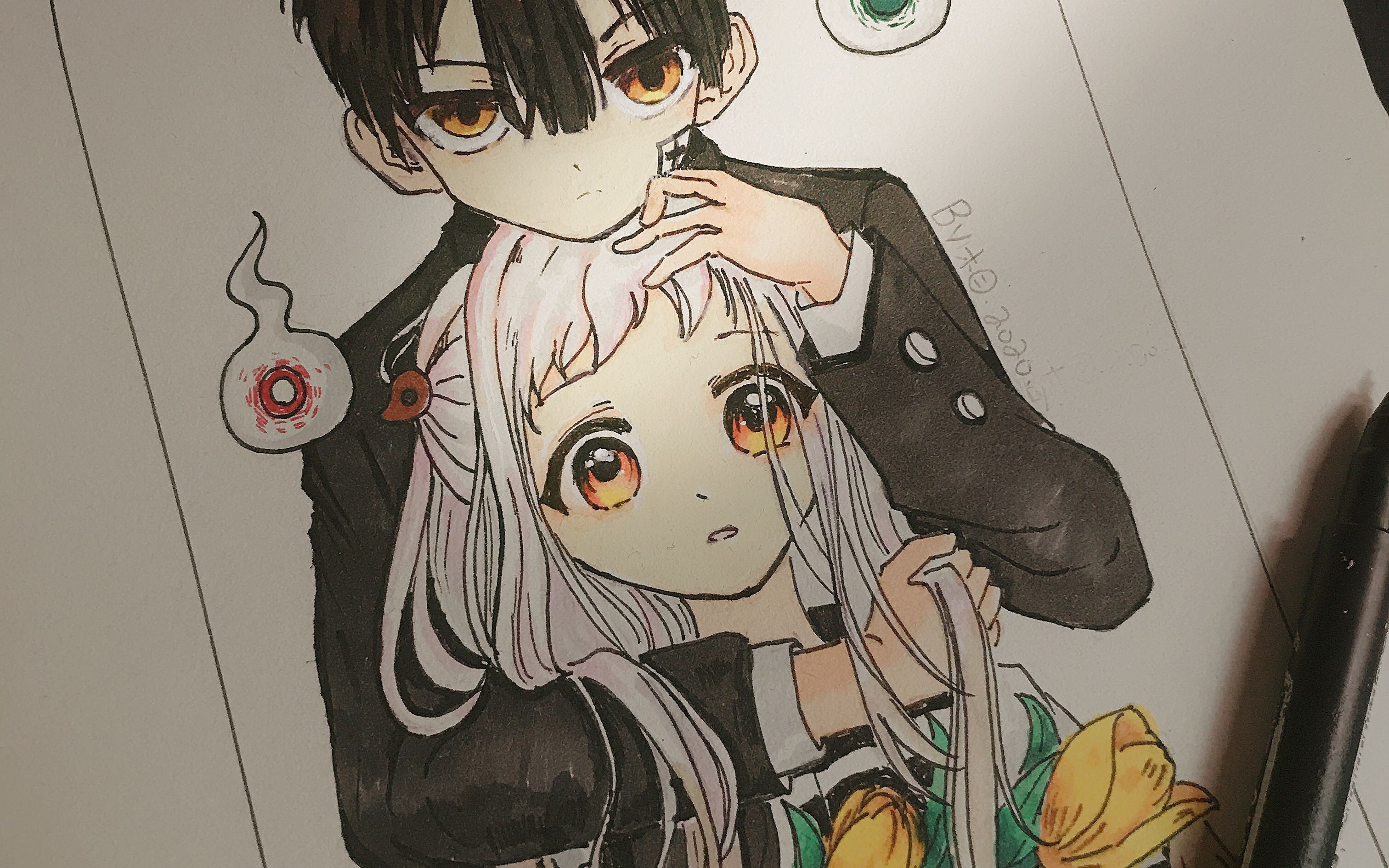 【坚持画画no.35】地缚少年花子君 花子和宁宁的爱情好甜啊