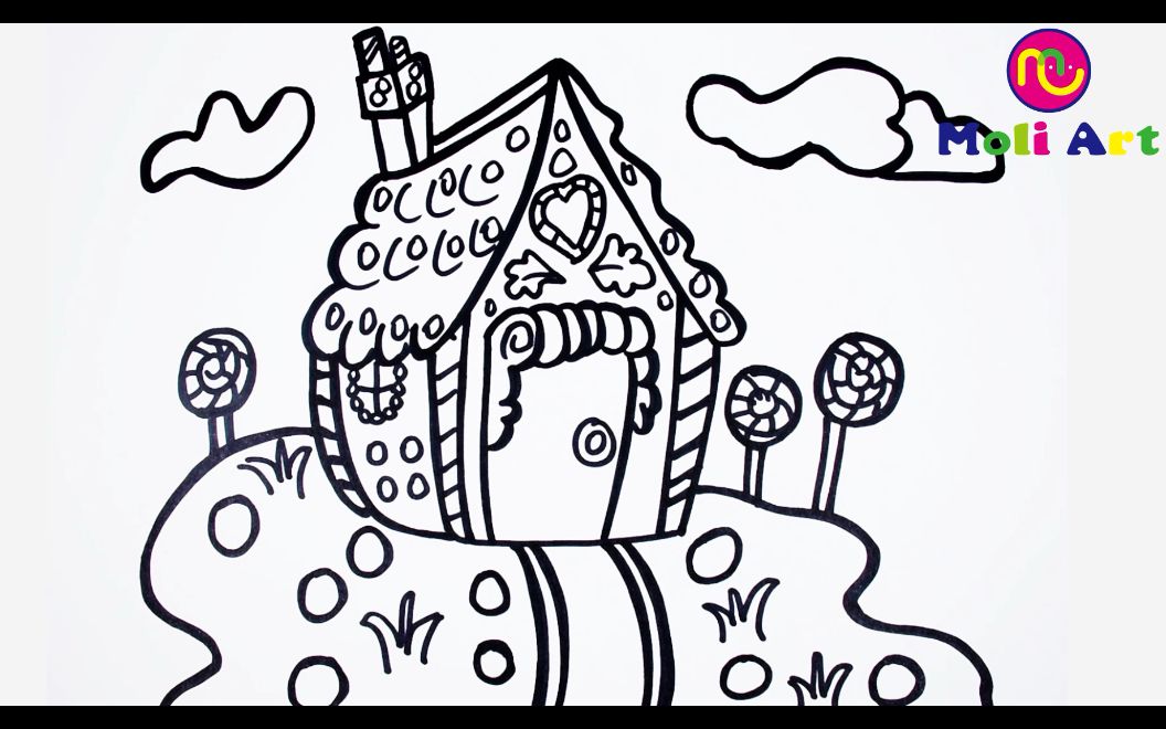 糖果房子简笔画简单图片