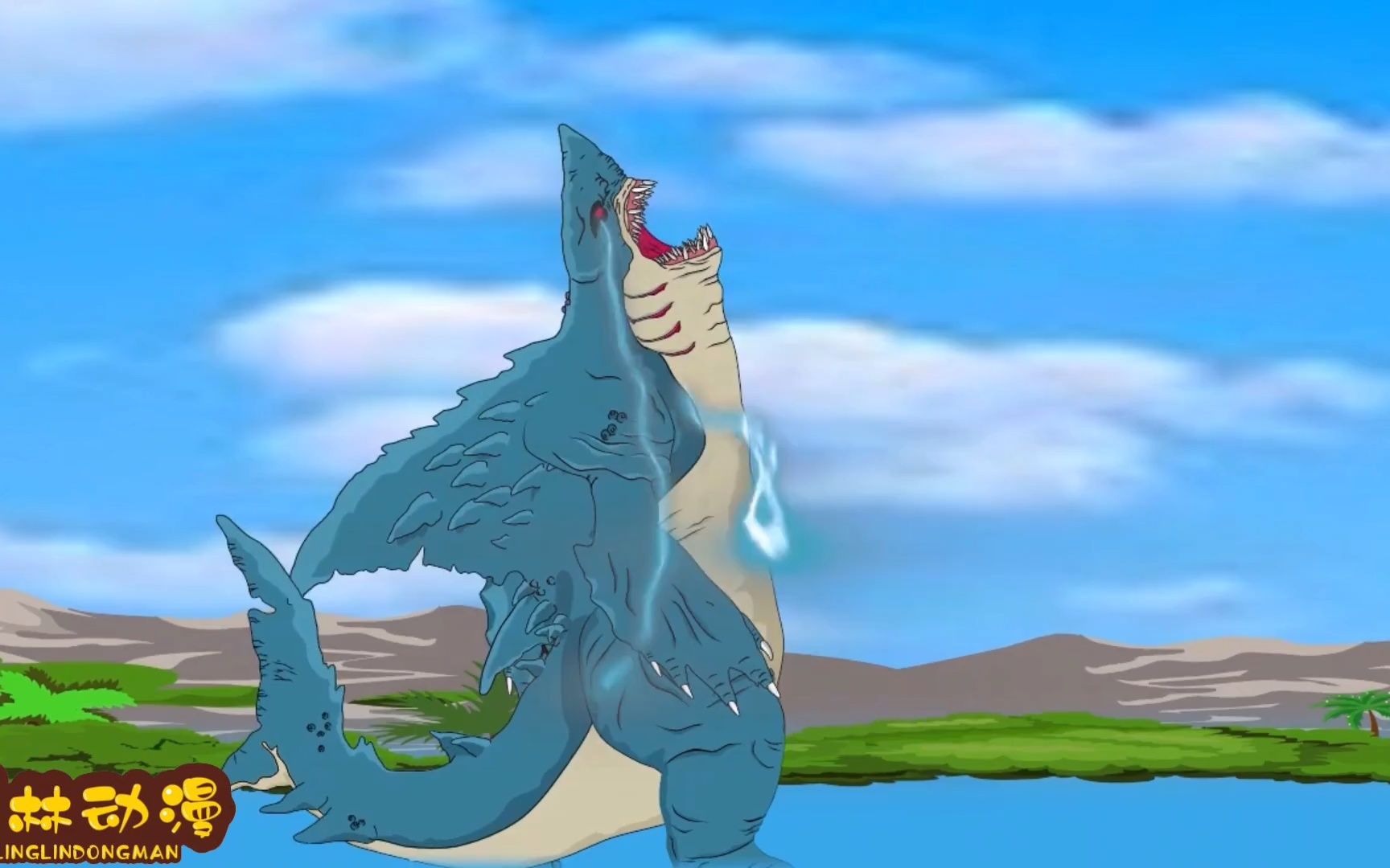 屠杀哥斯拉暴虐鲨鱼哥斯拉,鲨鱼哥斯拉召唤铠甲合体还击