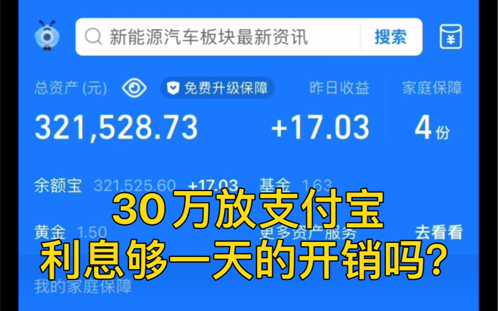 挑战用利息覆盖一天的伙食费,30万存余额宝一天利息有多少?哔哩哔哩bilibili