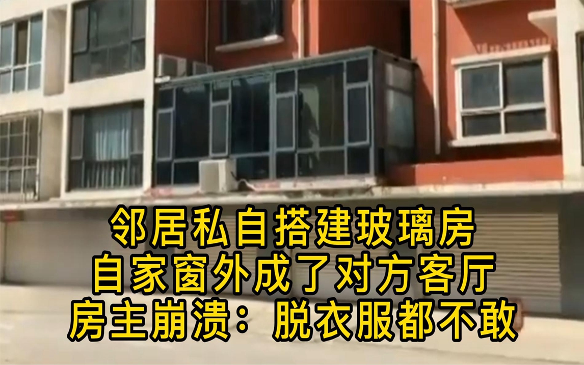 邻居私自搭建玻璃房,自家窗外成了对方客厅,房主:脱衣服都不敢哔哩哔哩bilibili