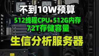 预算不到10个W的生信分析服务器，来看看配置 两颗AMD霄龙9754CPU 256核心 水冷散热 512G ECC内存 72TB存储容量 高性能静音塔式服务器
