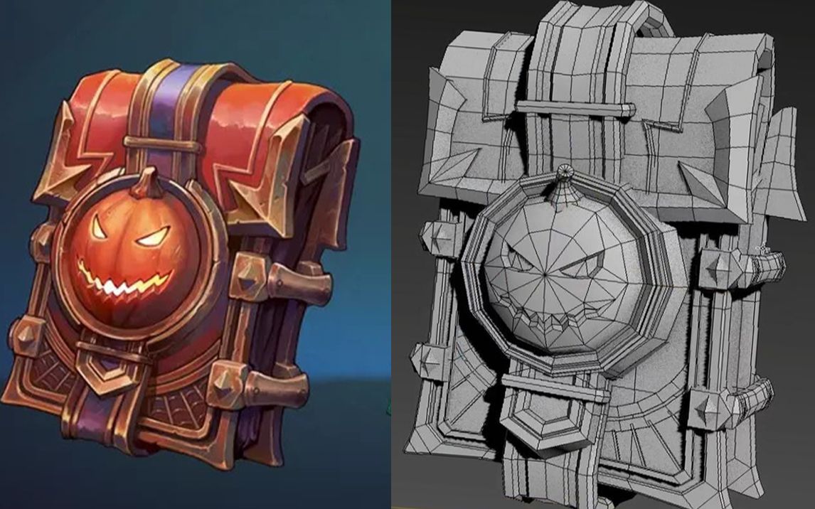 3dmax基础3d游戏道具魔法包模型完整布线教程上