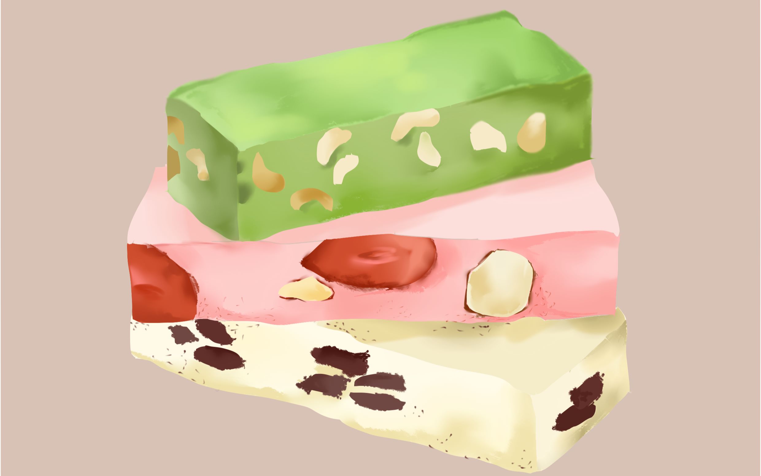 板绘牛轧糖乐奈手工牛轧糖网红软糖手绘美食看起来就很好吃的糖果板绘