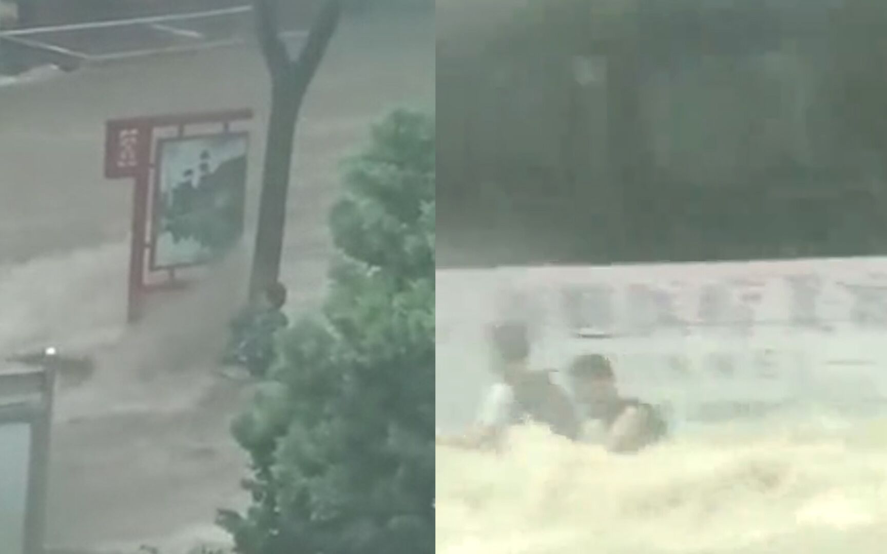 实拍河北武安暴雨:街头瞬间成河,市民抱树自救,轿车被激流冲走哔哩哔哩bilibili